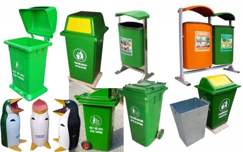 Bán thùng rác, mẫu thùng rác thường được sử dụng tại trường học